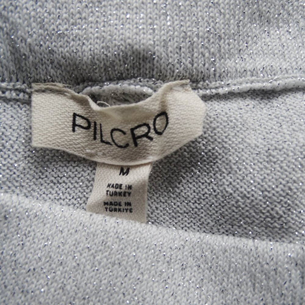 NEW PILCRO Anthropologie Silver Wide-Leg Knit Sweater Pull On Pants MEDIUM, $98 - Picture 5 of 10